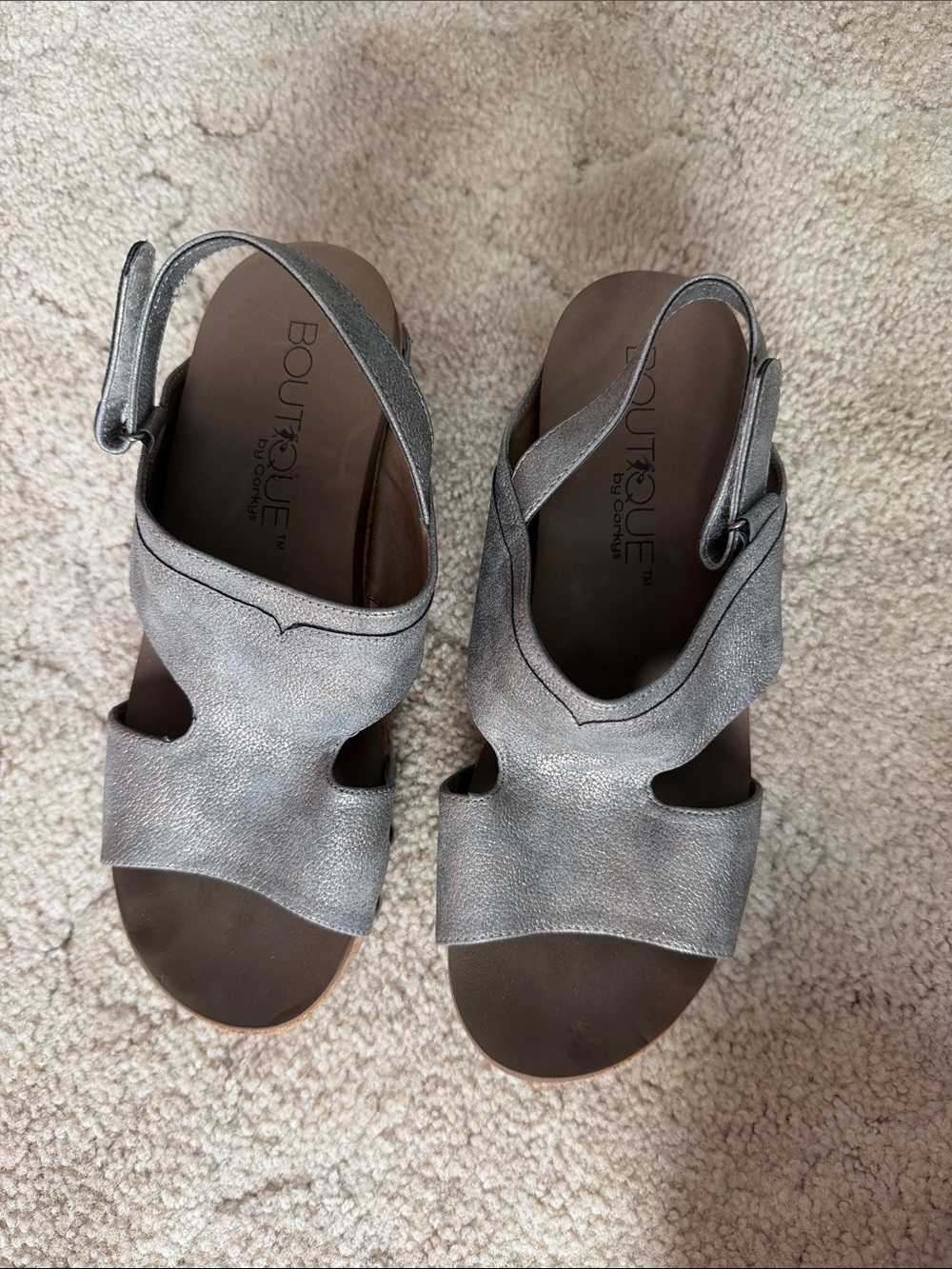 Corkys Metallic Silver Open-Toe Slingback Sandals